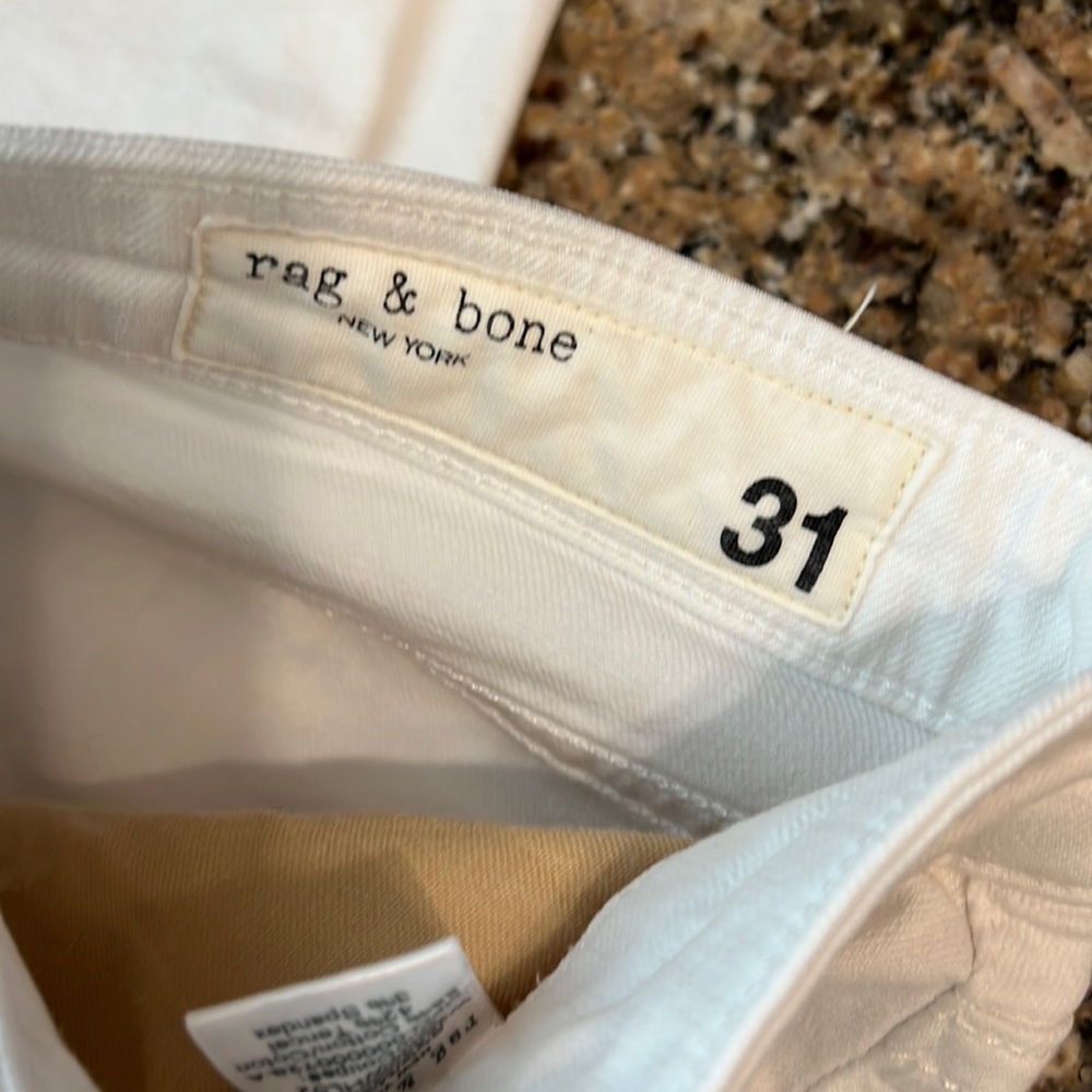 Rag n’ Bone frayed bottom white jeans